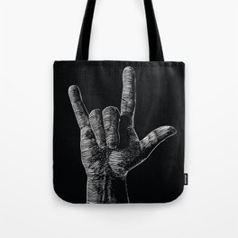 Rock on hand sign Tote Bag