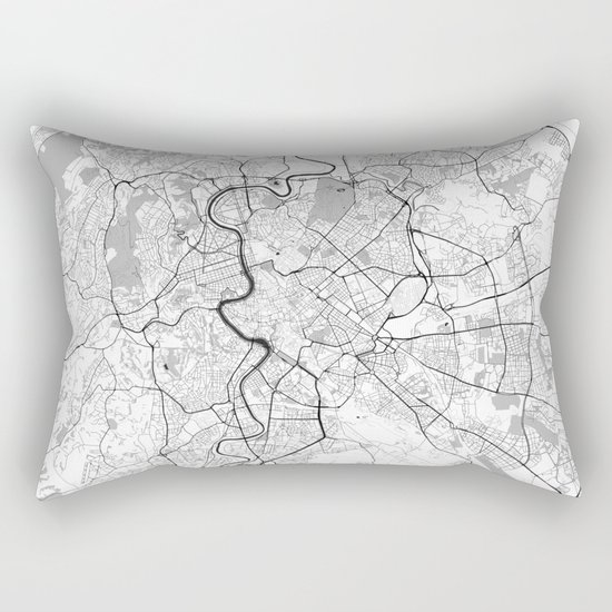 Rome City Map Gray Rectangular Pillow