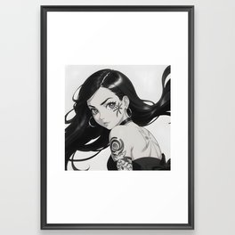 Zen Zephyrs: Black & White Anime Framed Art Print