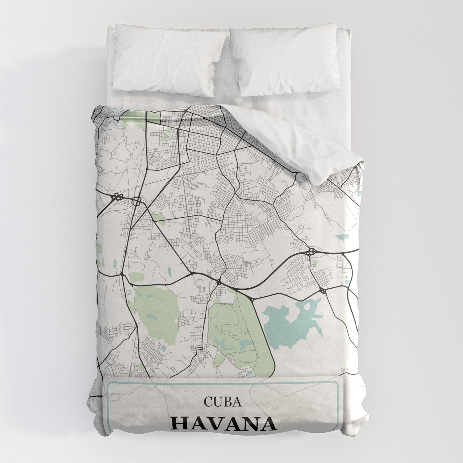 Havana, Cuba City with Coordinates Duvet Cover by danydesign | Society6