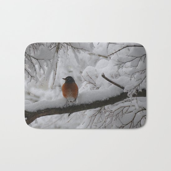 Surpised by the snow Bath Mat