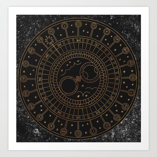 Glaston Abbey Clock Art Print
