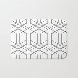 Geometric seamless pattern of black hexagons Bath Mat