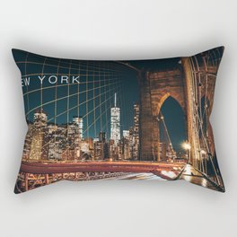 New York City Manhattan skyline and Brooklyn Bridge Rectangular Pillow