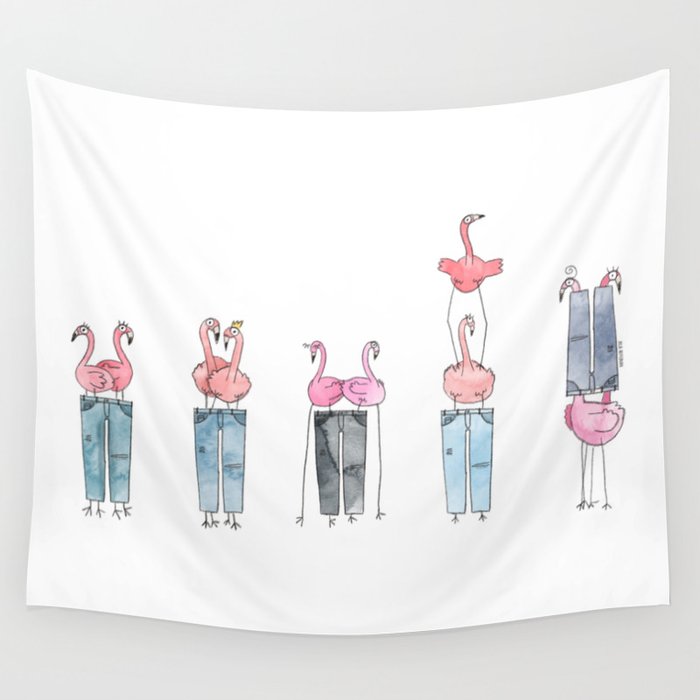 Flamingos and Pants: Iterations Wall Tapestry