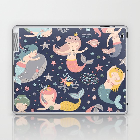 Under The Sea Mermaids, Whale & Starfish Laptop & iPad Skin