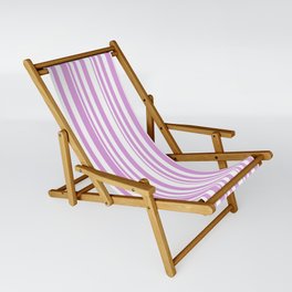 [ Thumbnail: White and Plum Colored Pattern of Stripes Sling Chair ]