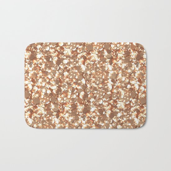 Golden confetti glitter sparkl Bath Mat