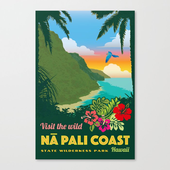 Na Pali Coast Travel Poster Canvas Print