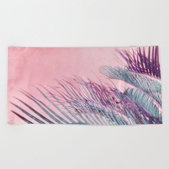 Velvet Pink Palms Beach Towel