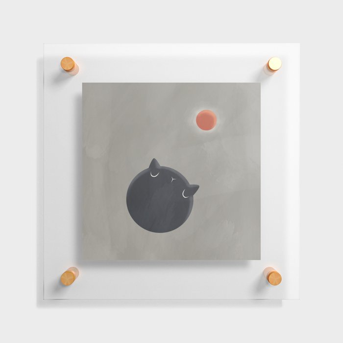 red moon cat Floating Acrylic Print