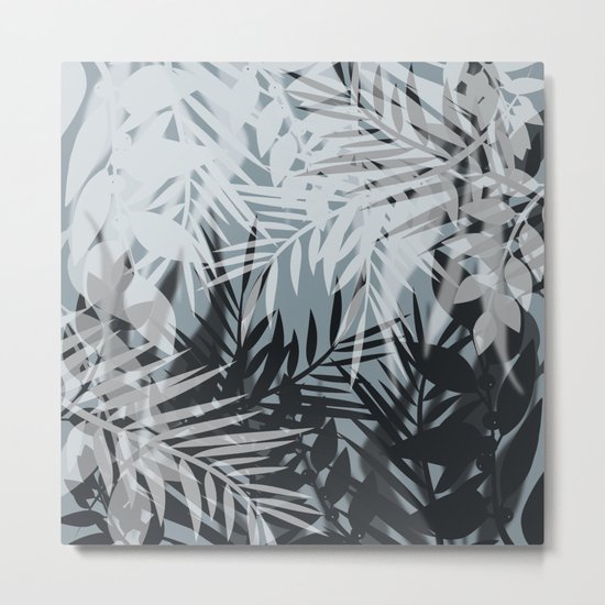 Gray Leaves pattern . Metal Print