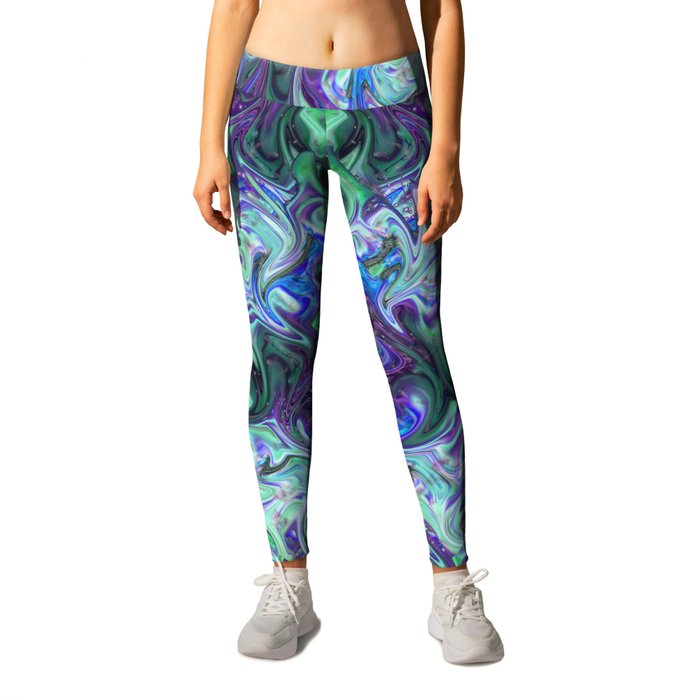 Starry Night in Blue and Green Abstract 2 Leggings