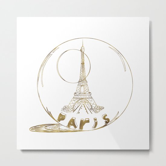 Golden Paris . Eiffel tower Metal Print