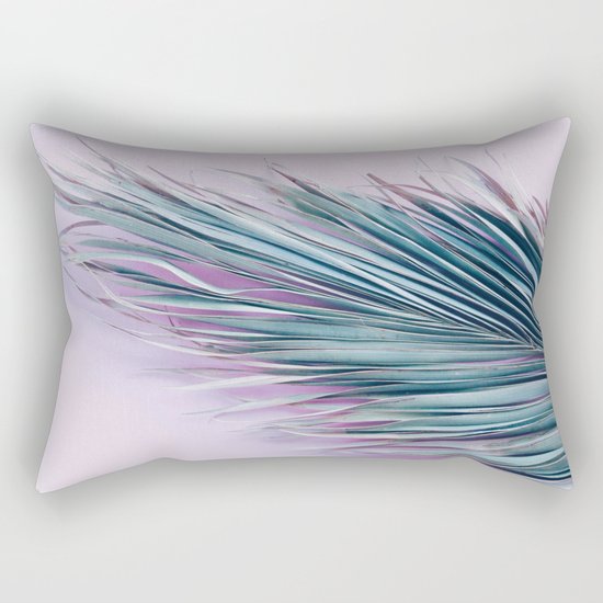 Palm leaf on pink Rectangular Pillow