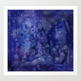 Night Sky Galaxy Nebula Stars Watercolor Space Texture Art Print