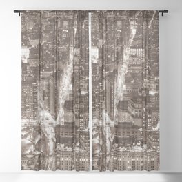 New York City - Sepia Sheer Curtain