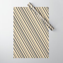 [ Thumbnail: Beige and Dim Gray Colored Stripes/Lines Pattern Wrapping Paper ]