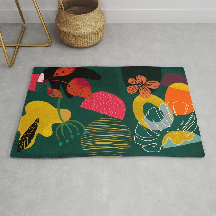 mid century shapes garden party 3 Rug