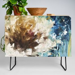 Gorgeous abstract white flower. Lush peony in the twilight evening garden. Credenza