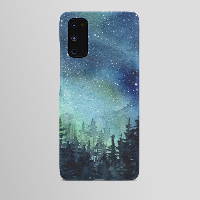 Galaxy Watercolor Aurora Borealis Painting Android Case