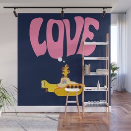 Yellow Submarine With Love Wall Mural