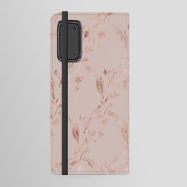 Elegant glam mauve pink rose gold floral pattern Android Wallet Case