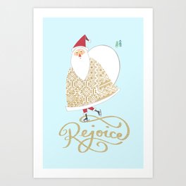 Rejoice-Skating Santa- Christmas  Art Print