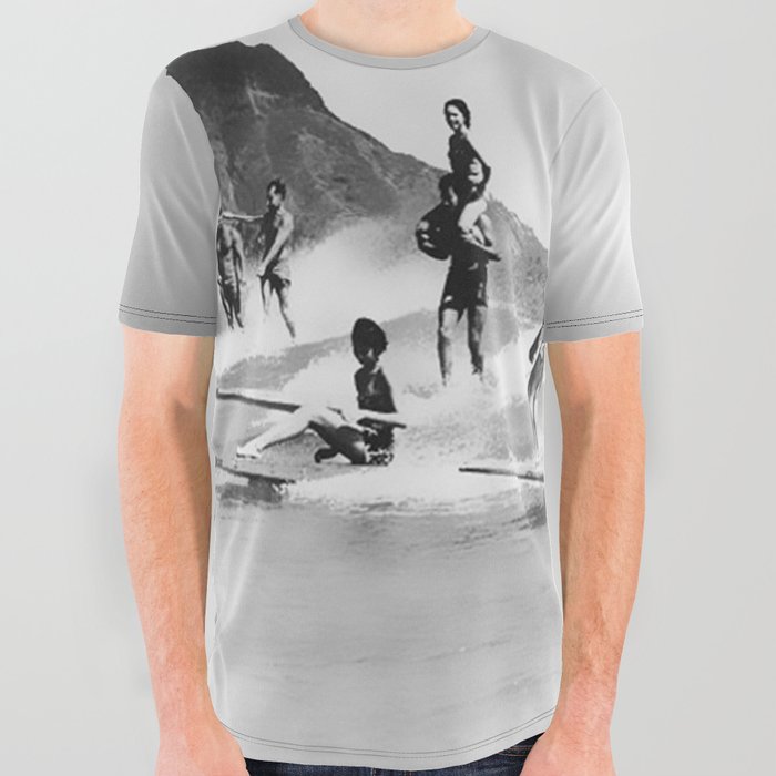 Vintage Surfing in Hawaii All Over Graphic Tee