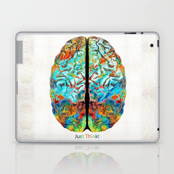Colorful Brain Art - Just Think - By Sharon Cummings Laptop & iPad Skin