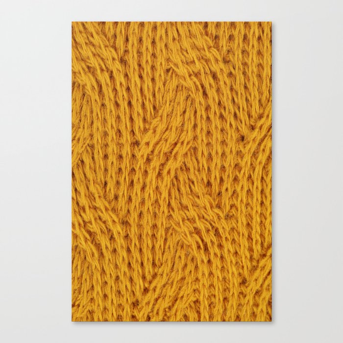 Brown yellow Knitted textile  Canvas Print