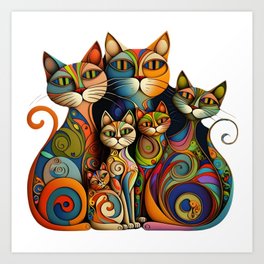 Psychedelic Cats Art Print