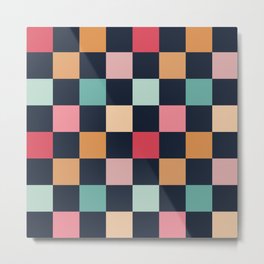 Checkerboard Checkered Checked Check Chessboard Pattern in Polychrome Multicolor Colors Metal Print