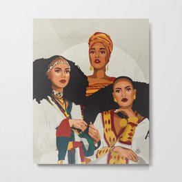 African Trio Metal Print | Peopleofcolor, Africancultures, Somali, Empoweringwomen, Womenofcolor, Vectorart, Ethiopian, Digital, Illustration, Graphicdesign 