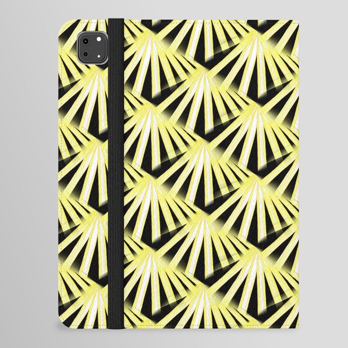 Art Deco Tropical Beach Palm Vacation Yellow On Black iPad Folio Case