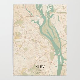 Kiev, Ukraine - Vintage Map Poster