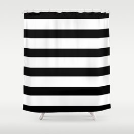 Black and White Horizontal Stripes Shower Curtain