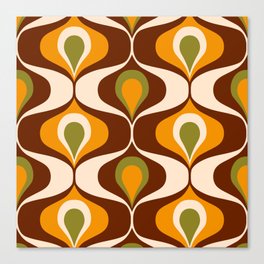 Retro 70s ovals op-art pattern brown, orange Canvas Print