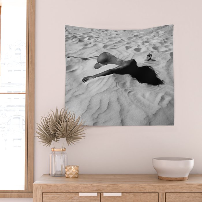 All of Me reclining nude brunette female form black and white