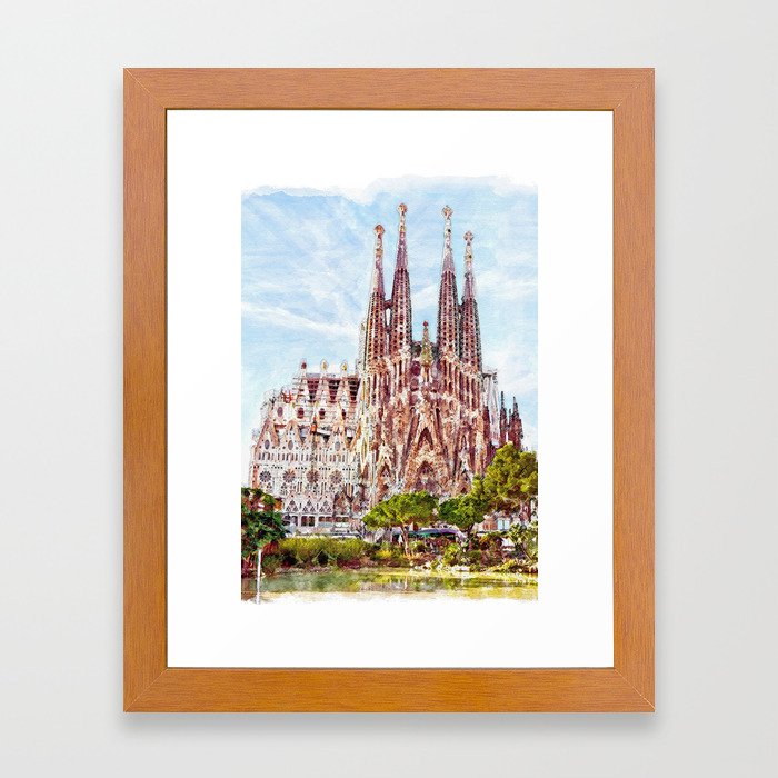 La Sagrada Familia watercolor Framed Art Print