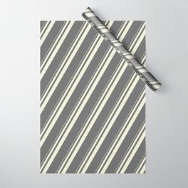 [ Thumbnail: Beige & Dim Grey Colored Striped/Lined Pattern Wrapping Paper ]