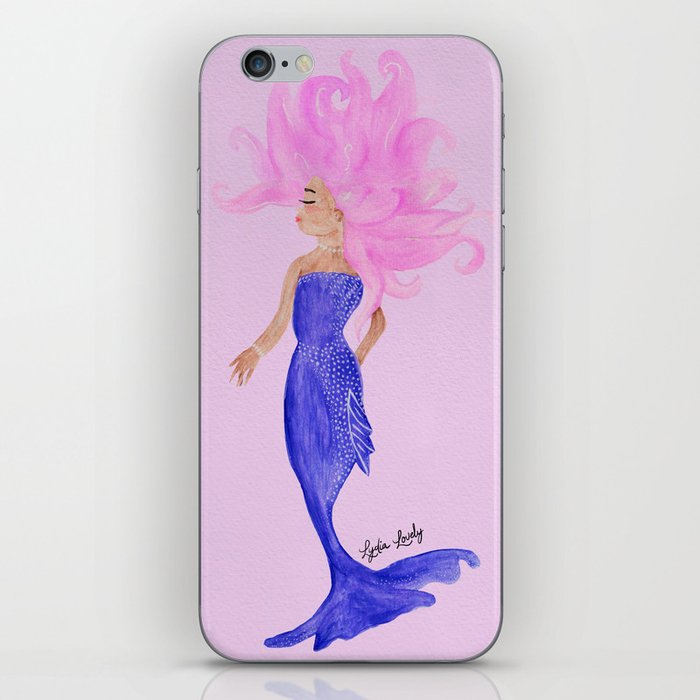 Purple Mermaid- pink background iPhone Skin