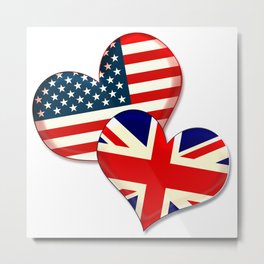 USA and UK hearts Metal Print | Patriotism, Iheartusa, Graphicdesign, Usa, Heritage, British, English, Hearts, Ancestry, Iheartuk 