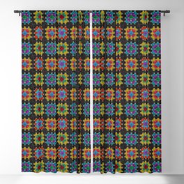 Granny Squares Retro Crochet Afghan Blanket Blackout Curtain