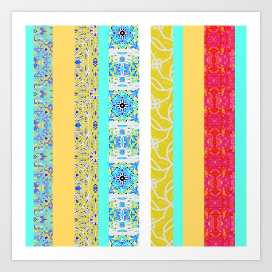 Ocean Pattern Stripes Art Print