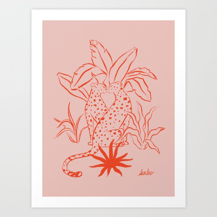 Cheetah Crush lines (blush) Art Print