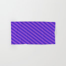 [ Thumbnail: Orchid & Blue Colored Striped Pattern Hand & Bath Towel ]