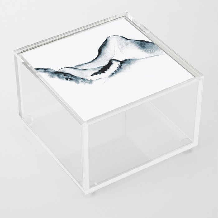 Minimalist Mountain Range In Silence Acrylic Box