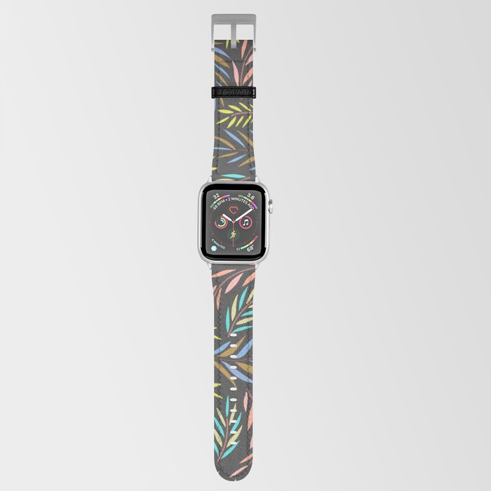 Tropical Palm pattern - on Charcoal Apple Watch Band