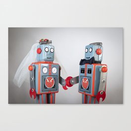 Two robots getting married Canvas Print